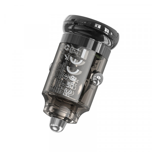 Автомобільний зарядний пристрій HOCO Z53A Vision PD30W+QC3.0 car charger Transparent Black (6942007611305)