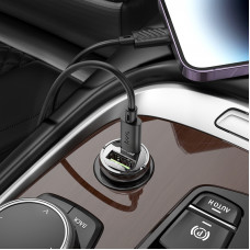 Автомобільний зарядний пристрій HOCO Z53A Vision PD30W+QC3.0 car charger Transparent Black (6942007611305)
