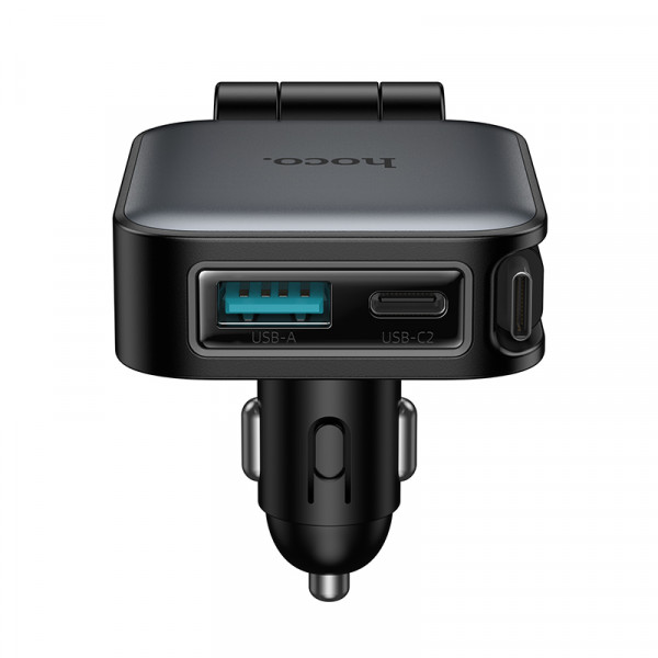 Автомобільний зарядний пристрій HOCO Z67 Triunfar PD60W(1C1A)+Type-C car charger with telescopic cable Metal Gray (6942007680837)