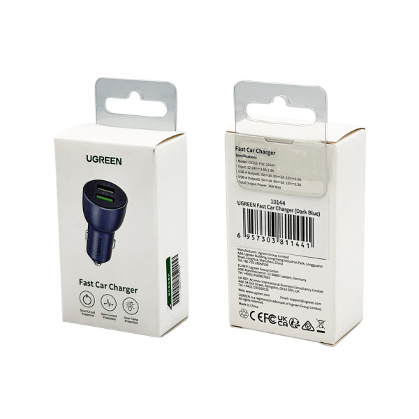 Автомобільний зарядний пристрій UGREEN CD213 Fast Car Charger (Dark Blue) (UGR-10144) (UGR-10144)