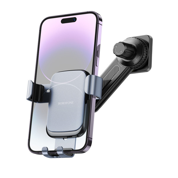 Автотримач для телефона BOROFONE BH94 Warrior gravity car holder(air outlet) Black Metal Gray