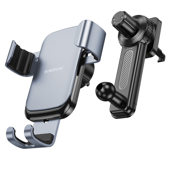 Автотримач для телефона BOROFONE BH94 Warrior gravity car holder(air outlet) Black Metal Gray