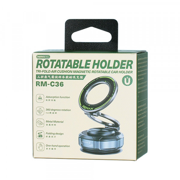 Автотримач для телефона REMAX Tri-Fold Air Cushion Magnetic Rotatable Car Holder RM-C36 Tarnish (6954851238492)
