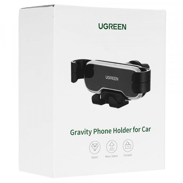 Автотримач для телефона UGREEN LP228 Gravity Drive Air Vent Car Mount Phone Holder With Arc-Shaped mounting clip Black