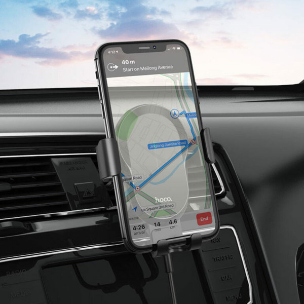 Автотримач для телефона з БЗП HOCO CA105 Guide three-axis linkage wireless charging car holder Чорний