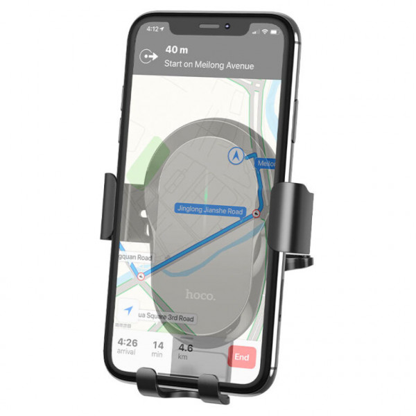 Автотримач для телефона з БЗП HOCO CA105 Guide three-axis linkage wireless charging car holder Чорний