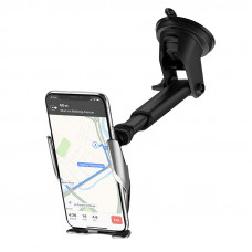 Автотримач для телефона з БЗП HOCO S14 Surpass automatic induction wireless charging car holder Silver (6931474715166)