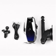 Автотримач для телефона з БЗП HOCO S14 Surpass automatic induction wireless charging car holder Silver (6931474715166)