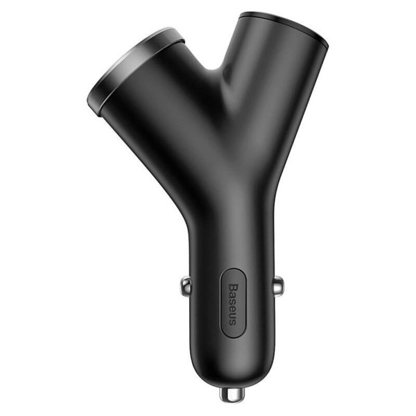 АЗП Baseus Y type dual USB+cigarette lighter extended car charger 3.1 A Чорний