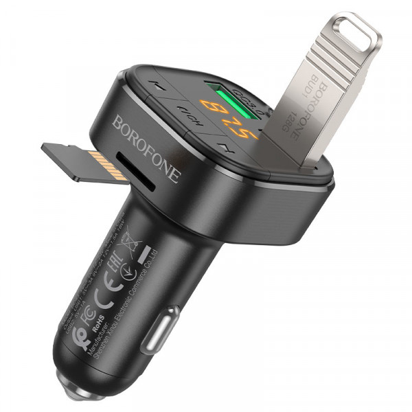 АЗП з FM-модулятором BOROFONE BC43 Flash QC3.0 car BT FM transmitter 18W Black (6974443387223)
