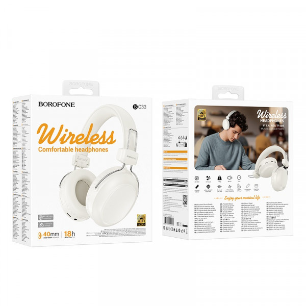 Бездротові навушники BOROFONE BO33 Melody BT headphones Milky White