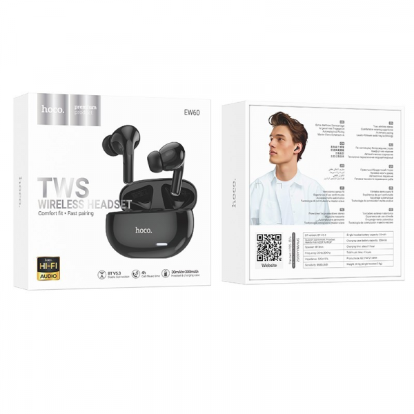 Бездротові навушники HOCO EW60 Norman true wireless BT headset Black (6942007613255)