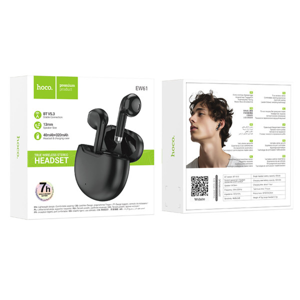 Бездротові навушники HOCO EW61 June true wireless BT headset Чорний
