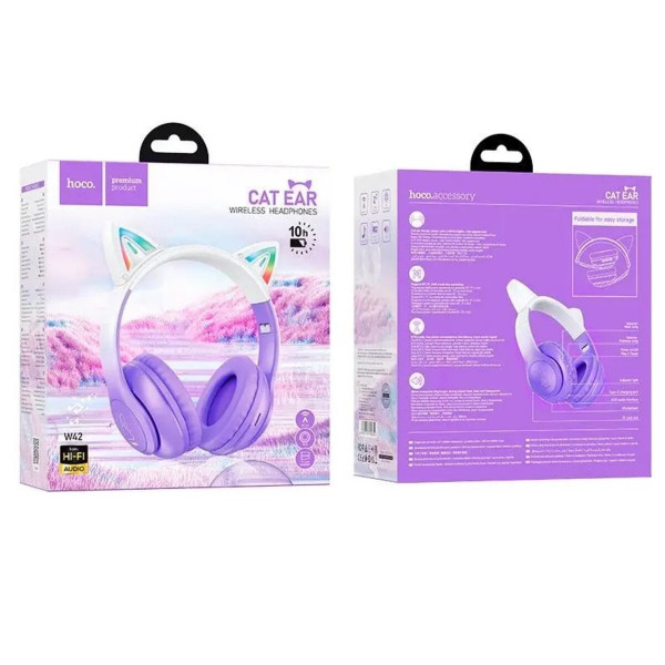Бездротові навушники HOCO W42 Cat ears BT headphones Purple Grape