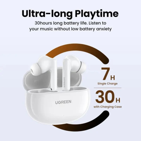 Бездротові навушники UGREEN WS200 HiTune T6 Hybrid Active Noise-Cancelling Earbuds(UGR-15158)