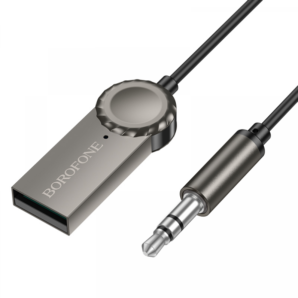 Bluetooth-ресивер BOROFONE BC56 Peaceful car AUX BT receiver with cable Metal Gray (6941991113031)