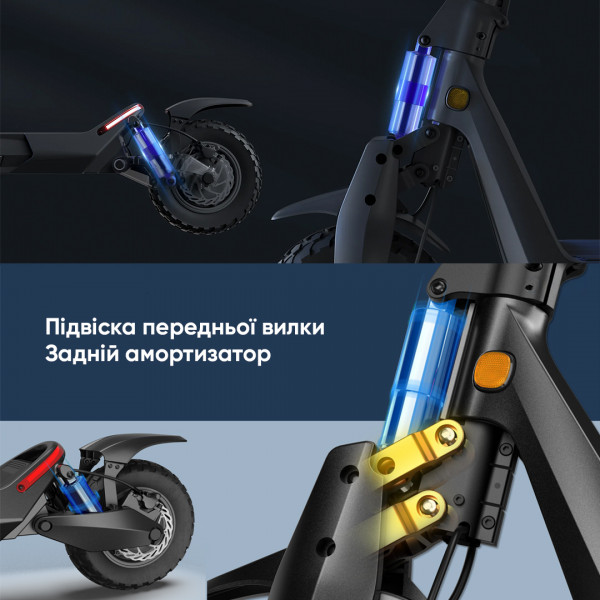 Електросамокат OKAI ES800 Panther Off-Road Black 12", 1500(3000)W, Dual Motor, 19.2Ah, 50km, 60kmh, 35%, NFC, App, 43kg (ES800-B)
