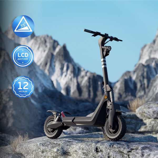 Електросамокат OKAI ES800 Panther Off-Road Black 12", 1500(3000)W, Dual Motor, 19.2Ah, 50km, 60kmh, 35%, NFC, App, 43kg (ES800-B)