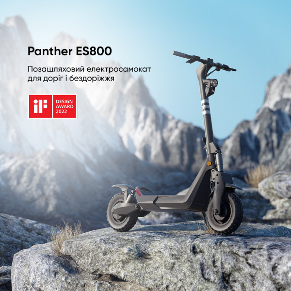 Електросамокат OKAI ES800 Panther Off-Road Black 12", 1500(3000)W, Dual Motor, 19.2Ah, 50km, 60kmh, 35%, NFC, App, 43kg (ES800-B)