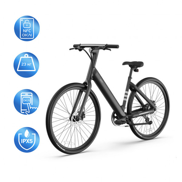 Електровелосипед OKAI EB60 Black 28', 250(500)W, 9,6Ah, 61.2km, 25kmh, NFC, App, 23kg (EB60-B)