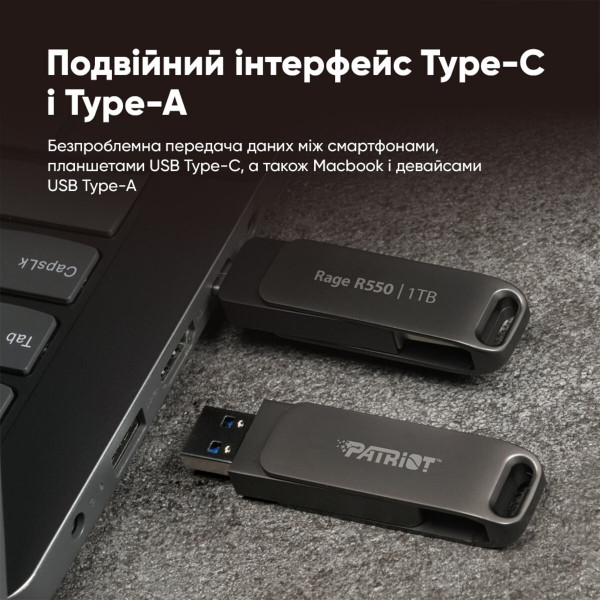 Флеш-накопичувач Patriot USB 3.2 Gen 1 Rage R550 32GB Type-A+C