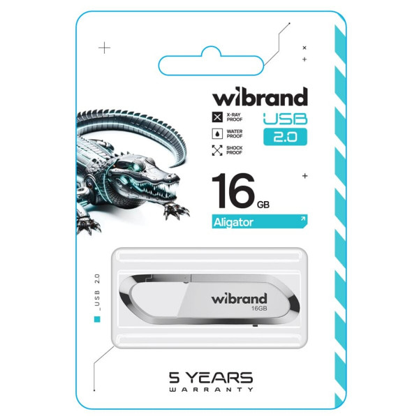 Флеш-накопичувач Wibrand USB 2.0 Aligator 16Gb White