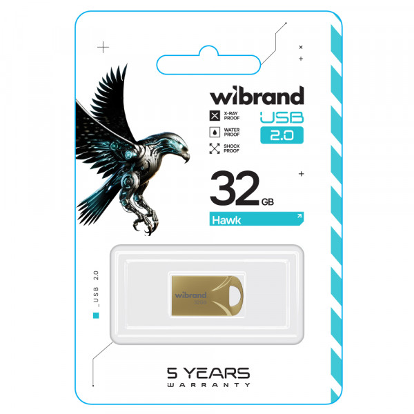Флеш-накопичувач Wibrand USB 2.0 Hawk 32Gb Gold (WI2.0/HA32M1G)