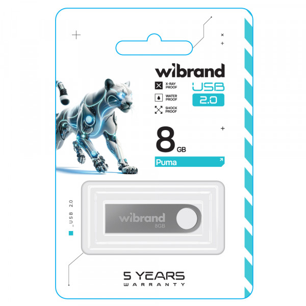 Флеш-накопичувач Wibrand USB 2.0 Puma 8Gb Silver (WI2.0/PU8U1S)