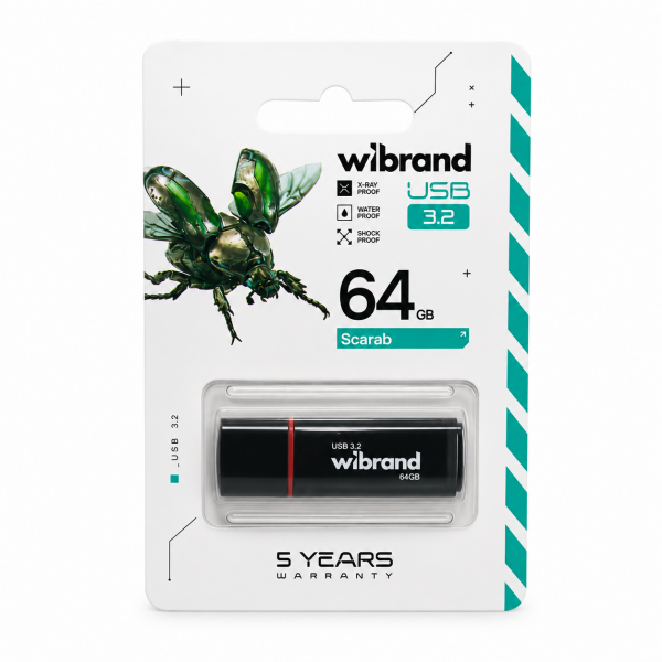 Флеш-накопичувач Wibrand USB 3.2 Gen1 Scarab 64GB Black (WI3.2/SC64P11B)