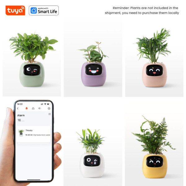 Інтерактивний розумний горщик для рослин Ivy Smart Planter Tuya AI, Yellow