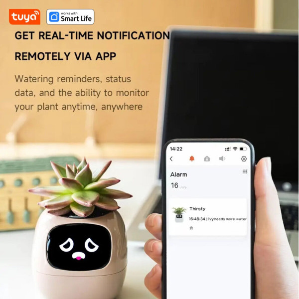 Інтерактивний розумний горщик для рослин Ivy Smart Planter Tuya AI, Yellow