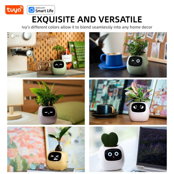 Інтерактивний розумний горщик для рослин Ivy Smart Planter Tuya AI, Yellow