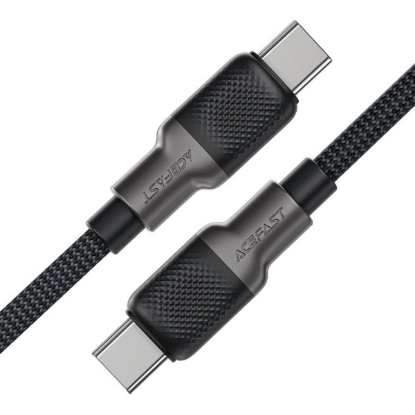 Кабель ACEFAST C10-03 Type-C to Type-C 3A, 60W, 1.2m, silicone, zinc connectors, Чорний