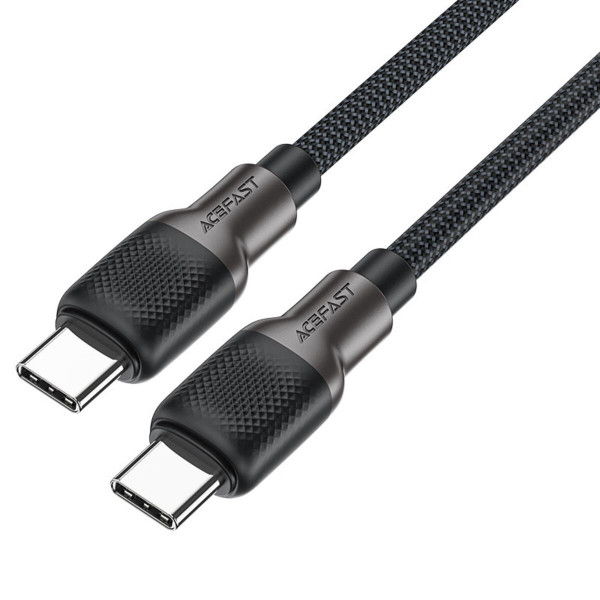 Кабель ACEFAST C10-03 Type-C to Type-C 3A, 60W, 1.2m, silicone, zinc connectors, Чорний