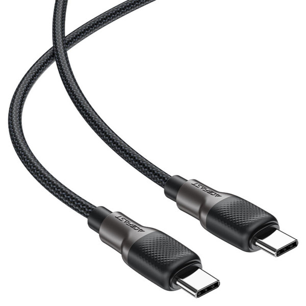 Кабель ACEFAST C10-03 Type-C to Type-C 3A, 60W, 1.2m, silicone, zinc connectors, Чорний