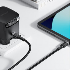 Кабель ACEFAST C22-03, Type-C to Type-C, 60W, 3A, 1.2m, Nylon Braid, Aluminum Alloy + TPE connectors, Black (6974316285137)