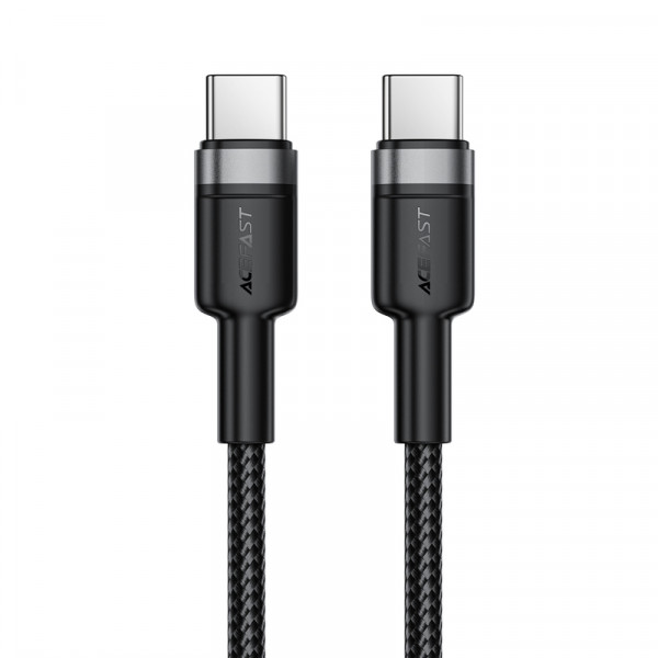 Кабель ACEFAST C22-03, Type-C to Type-C, 60W, 3A, 1.2m, Nylon Braid, Aluminum Alloy + TPE connectors, Black (6974316285137)