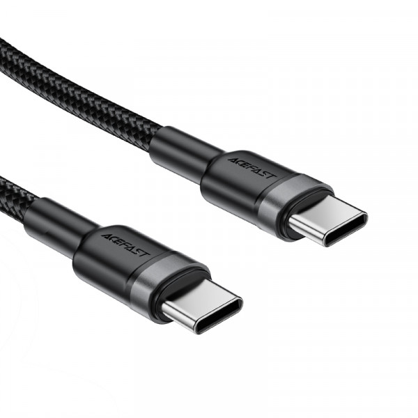 Кабель ACEFAST C22-03, Type-C to Type-C, 60W, 3A, 1.2m, Nylon Braid, Aluminum Alloy + TPE connectors, Black (6974316285137)