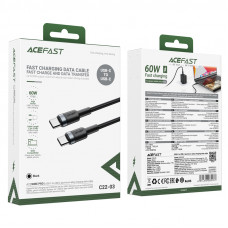 Кабель ACEFAST C22-03, Type-C to Type-C, 60W, 3A, 1.2m, Nylon Braid, Aluminum Alloy + TPE connectors, Black (6974316285137)