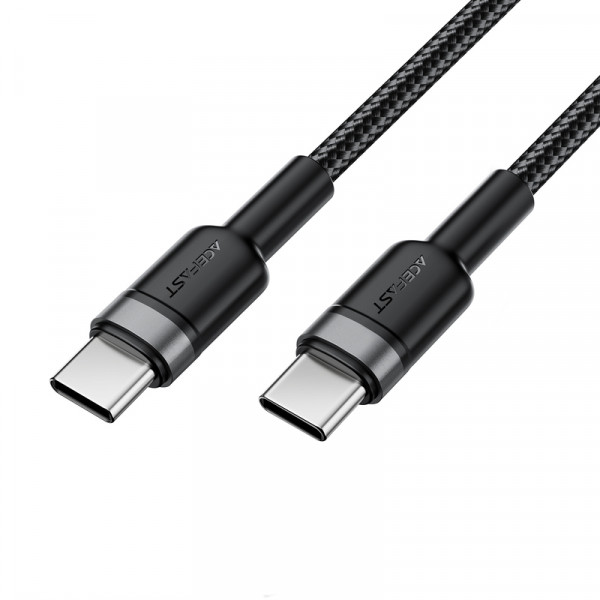 Кабель ACEFAST C22-03, Type-C to Type-C, 60W, 3A, 1.2m, Nylon Braid, Aluminum Alloy + TPE connectors, Black (6974316285137)