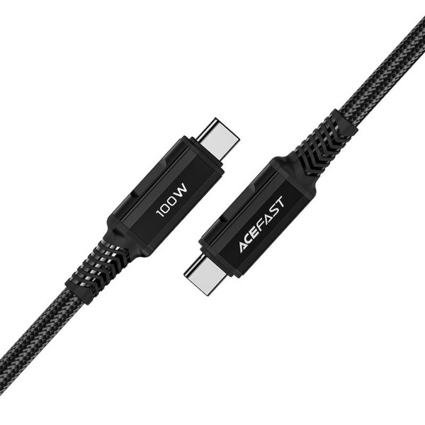 Кабель ACEFAST C4-03 Type-C to Type-C 5A, 100W, 2m, nylon, zinc connectors, Чорний