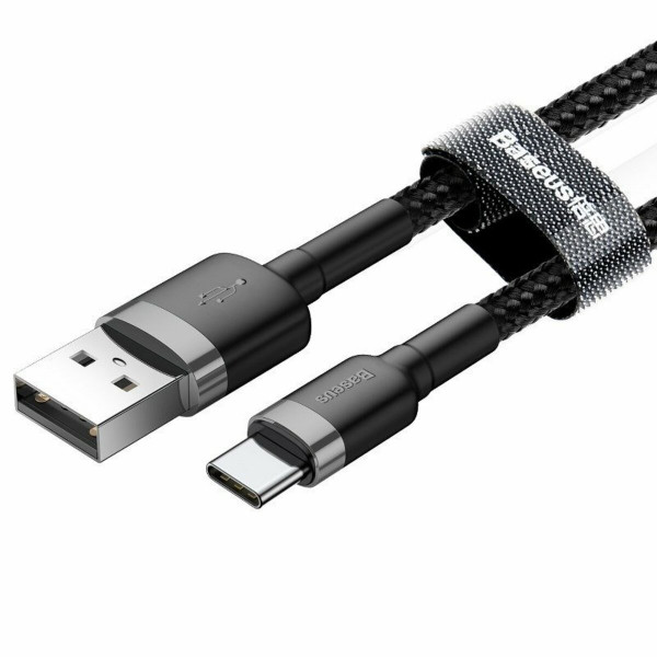 Кабель Baseus Cafule Cable USB For Type-C 3A 2m Gray+Чорний