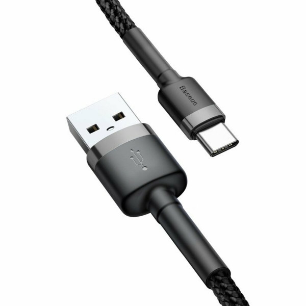 Кабель Baseus Cafule Cable USB For Type-C 3A 2m Gray+Чорний