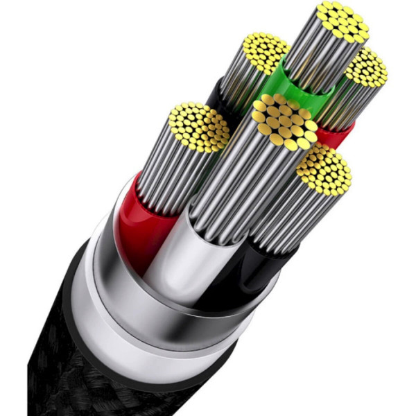 Кабель Baseus Flash Series Ⅱ One-for-three Fast Charging Data Cable USB to M+L+C 100W 1.2m Чорний