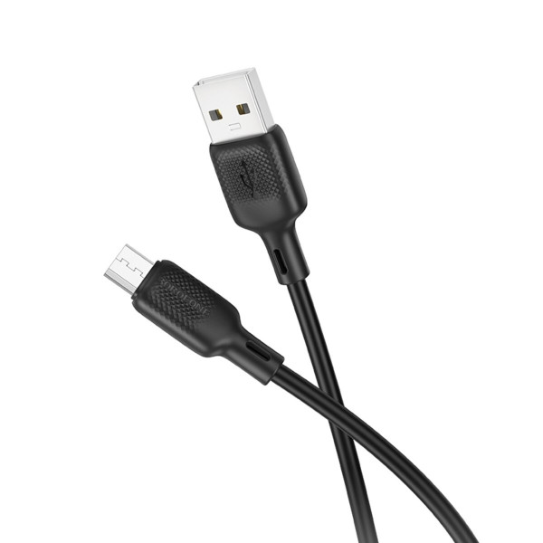 Кабель BOROFONE BX113 Lenny silicone charging data cable Micro(L=3M) Чорний