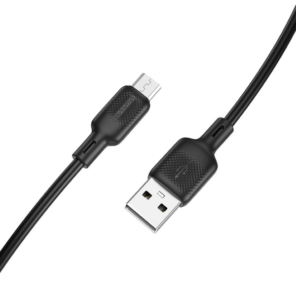 Кабель BOROFONE BX113 Lenny silicone charging data cable Micro(L=3M) Чорний