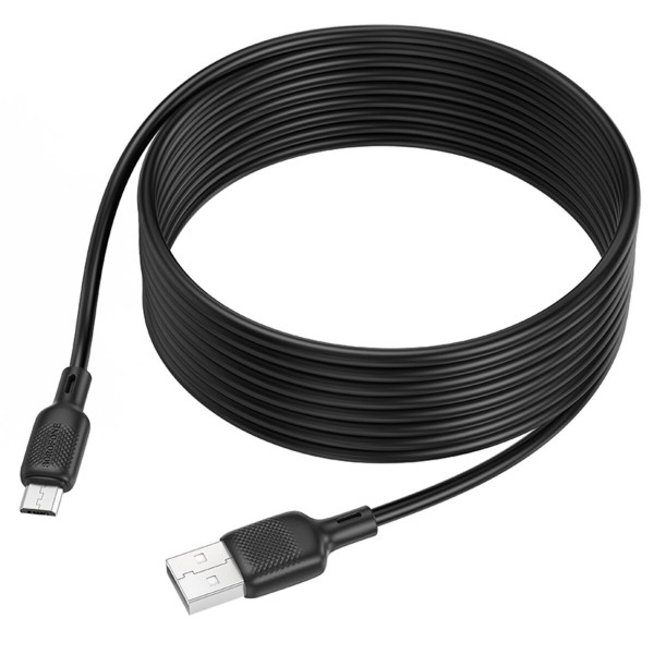 Кабель BOROFONE BX113 Lenny silicone charging data cable Micro(L=3M) Чорний