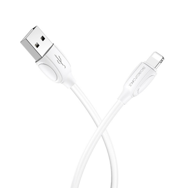 Кабель BOROFONE BX19 USB to iP 2.4A, 1m, PVC, TPE connectors, Білий