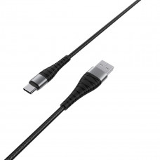 Кабель BOROFONE BX32 USB to Type-C 2.4A, 1m, nylon, aluminum+TPE connectors, Чорний