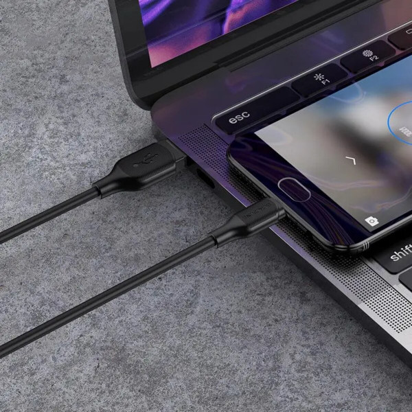 Кабель BOROFONE BX42 USB to Type-C 3A, 1m, silicone, TPE connectors, Чорний